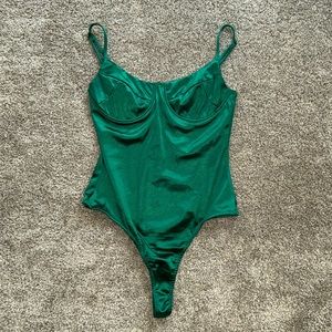 Pretty Little Thing Green Body Suit Size Medium